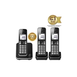 טלפון אלחוטי עברית 2 שלוחות פנסוניק Panasonic דגם KX-TGD313MBB