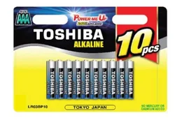 סט סוללות TOSHIBA LR03 BP-10 AAA כמות 10 יחידות.